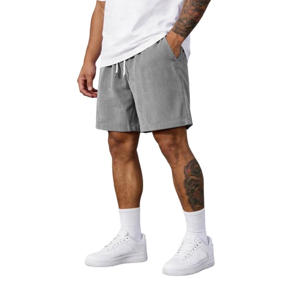 Satingcolo Men's Casual Shorts Summer Beach Vacation Trunks Elastic Waist With Two Pockets Classic Fit Lightweight Athletic Shorts Gray M