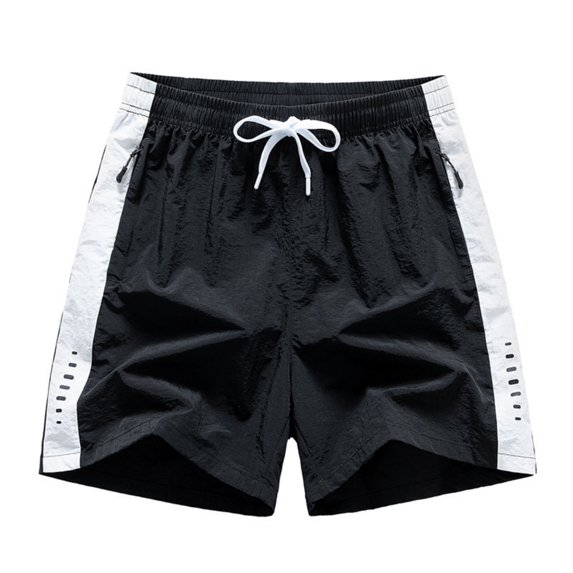 Satingcolo Men's Fashion Athletic Color Block Shorts, Loose Elastic Waist Casual Summer Beach Shorts with Pockets