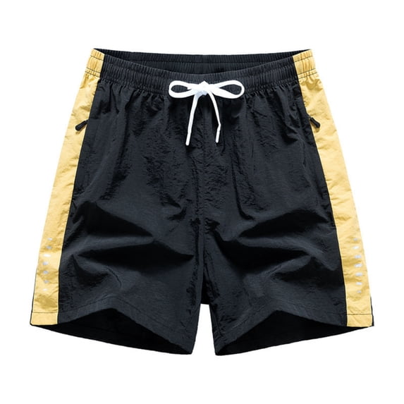 Satingcolo Men's Fashion Athletic Color Block Shorts, Loose Elastic Waist Casual Summer Beach Shorts with Pockets