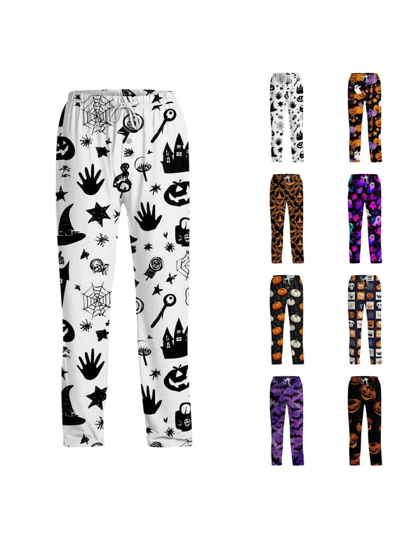 Men's Halloween Pajama Pants,Funny Drawstring Casual Sleep Pants ,Halloween Pajama Bottoms for Men