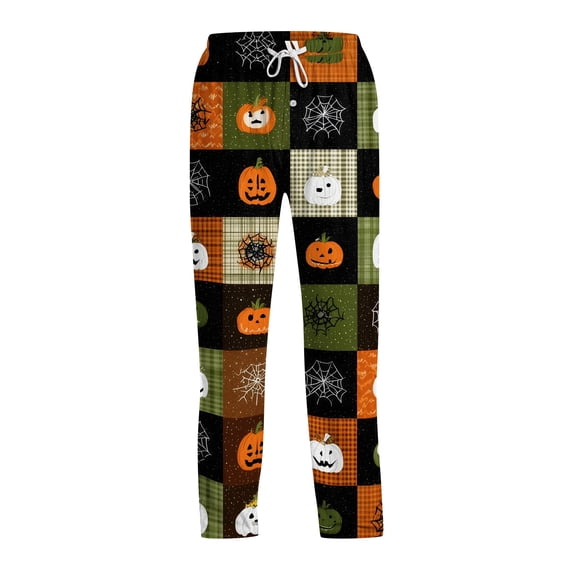 Satingcolo Men's Halloween Print Pajama Pants,Drawstring Casual Sleep Pants Pjs Bottoms,Halloween Gift For Men