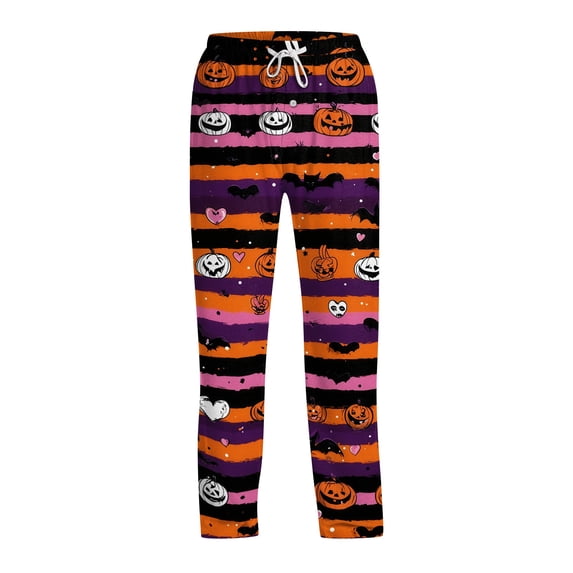 Satingcolo Men's Halloween Printed Drawstring Pajama Pants Comfortable Sleepwear with Fun Halloween Pattern for Lounging and Sleeping at Home