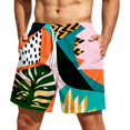thumbnail image 1 of Satingcolo Men's Hawaiian Beach Shorts Elastic Mid Waist Drawstring Athletic Shorts Lightweight Summer Casual Trunks with Pocket Black 3XL, 1 of 4