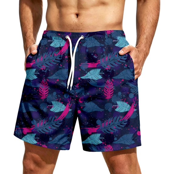 Satingcolo Men's Hawaiian Beach Shorts Elastic Mid Waist Drawstring Athletic Shorts Lightweight Summer Casual Trunks with Pocket Coffee 2XL