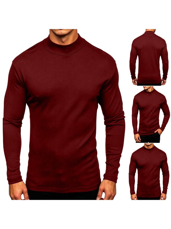 Men's Mock Turtleneck Long Sleeve T Shirts Basic Thermal Turtle Neck Undershirt Lightweight Slim Fit Pullover Sweater Tees