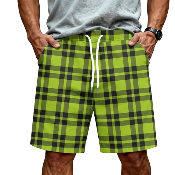 Satingcolo Men's Soft Daily Wear Shorts Elastic Mid Waist Summer Fall Outfits Jogging Athletic Shorts Work Out Trunks With Pockets Green 2XL