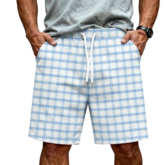 Satingcolo Men's Soft Daily Wear Shorts Elastic Mid Waist Summer Fall Outfits Jogging Athletic Shorts Work Out Trunks With Pockets Light Blue S