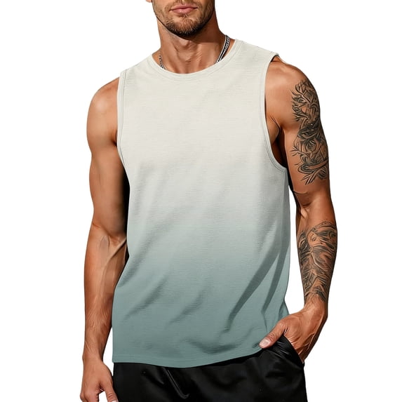Satingcolo Men's Summer Sleeveless UPF 50+ Swim Tops Quick Dry Workout Sleeve Tank Top UV Protection Running Gym Muscle T Shirts