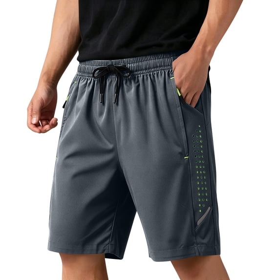 Satingcolo Mens Athletic Shorts Breathable Trunks with Pockets Drawstring Elastic Mid Waist Daily Wear Short For Running Gym Training Gray S