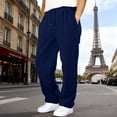 thumbnail image 1 of Satingcolo Mens Baggy Sweatpants Open Bottom Fleece Workout Casual Joggers Elastic Waist Drawstring Wide Leg Pants with Pockets,Navy M, 1 of 6