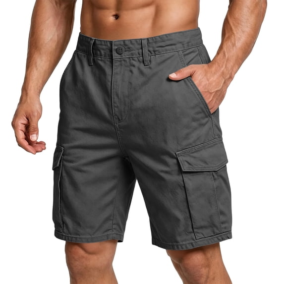 Satingcolo Mens Cargo Shorts Oversized Twill Mens Shorts Summer Elastic Waist Lightweight Outdoor Cargo Pants with Multi Pockets Dark Gray XL
