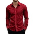 thumbnail image 1 of Satingcolo Mens Dress Shirts Long Sleeve Button Down Shirt Stretch Wrinkle Free Untucked Shirts for Men Business Casual,Wine M, 1 of 6