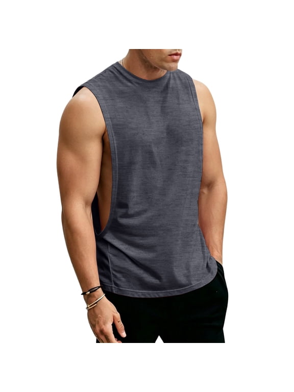 Mens Gym Sleeveless Tank Tops Lightweight Workout Muscle Cut Off Shirts Moisture Wicking Quick Dry Bodybuilding Vest
