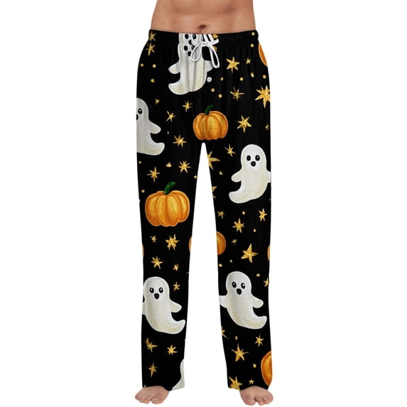Satingcolo Mens Pajama Pants Funny Pajama Pants for Men Soft Halloween Printed Sleepwear Bottoms Novelty Sleep Lounge Pants