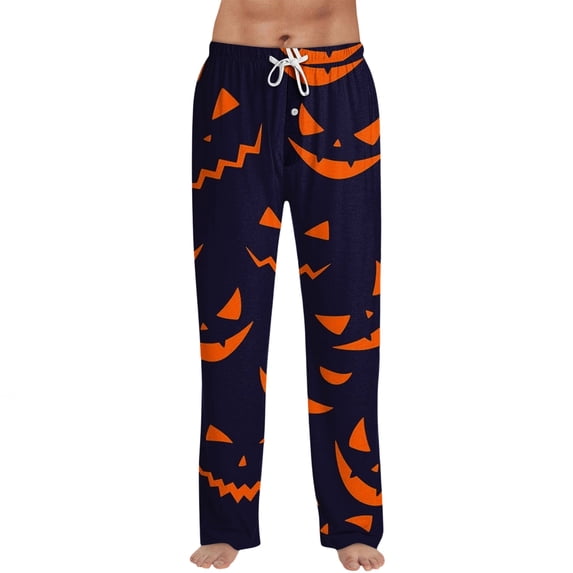 Satingcolo Mens Pajama Pants Halloween Funny Pajama Pants for Men with Drawstring Soft Printed Sleepwear Bottoms Sleep Lounge Pants