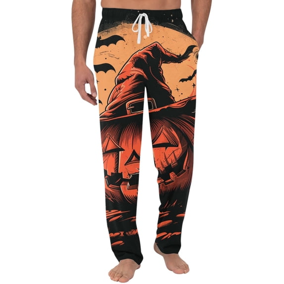 Satingcolo Mens Pajama Pants Halloween Soft Men Pj Bottoms with Pockets Drawstring Sleep Lounge Pant for Men