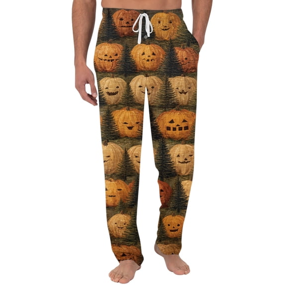 Satingcolo Mens Pajama Pants Halloween Soft Men Pj Bottoms with Pockets Drawstring Sleep Lounge Pant for Men