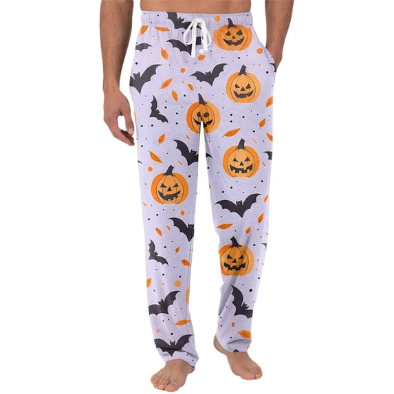 Satingcolo Mens Pajama Pants Red Bats Halloween, Cotton Soft Sleep Lounge Pj Bottoms with Pockets Drawstring