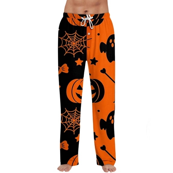 Satingcolo Mens Pajama Pants Sleep Lounge Bottoms Soft Comfy Pj Pant Sleepwear with Drawstring Halloween Costumes