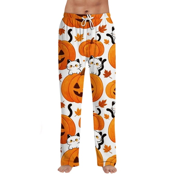 Satingcolo Mens Pajama Pants Sleep Lounge Bottoms Soft Comfy Pj Pant Sleepwear with Drawstring Halloween Costumes