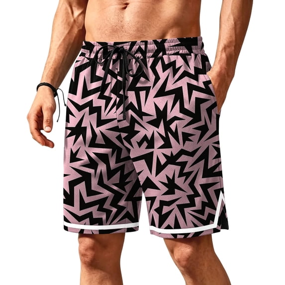 Satingcolo Mens Trunks Mesh Graphic Print Shorts Casual Mid Waist Workout Cool Athletic Shorts Gym String Basketball Running Shorts Watermelon Red 2XL
