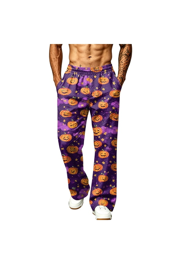 Pajama Pants for Men Halloween Cartoon White Ghost Men's Jogging Pants Lounge Sleepwear Pants