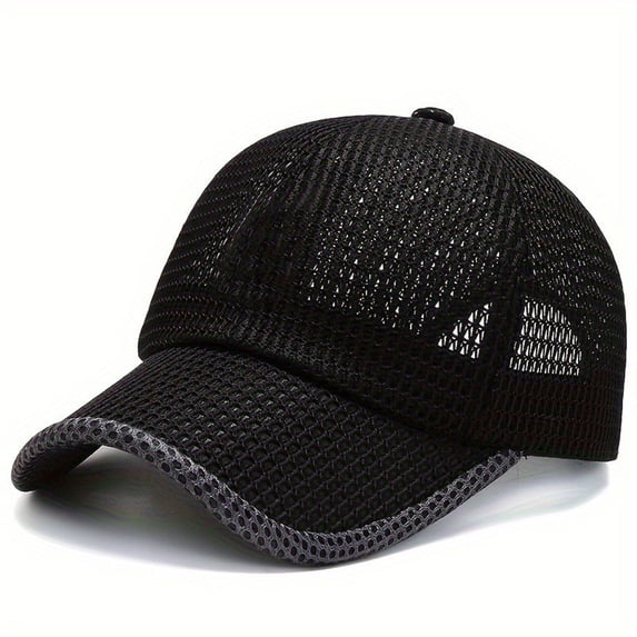 Satingcolo Summer Mesh Baseball Cap for Men Women Breathable Trucker Hat, Quick Dry Lightweight Baseball Hats Running Hat,Black One Size