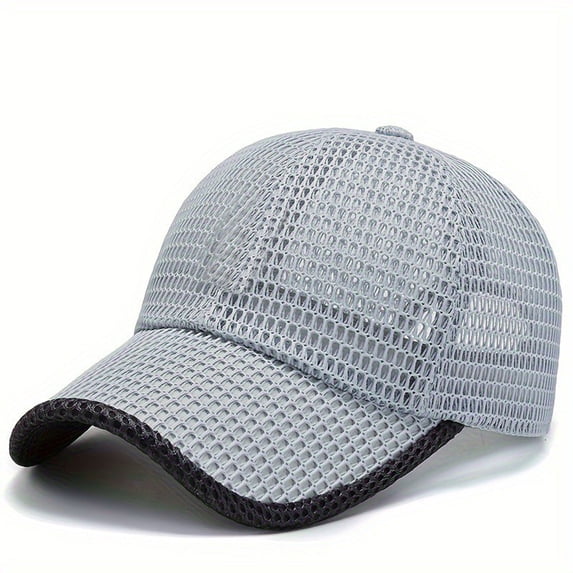 Satingcolo Summer Mesh Baseball Cap for Men Women Breathable Trucker Hat, Quick Dry Lightweight Baseball Hats Running Hat,Light Gray One Size