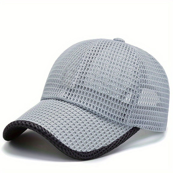 Satingcolo Summer Mesh Baseball Cap for Men Women Breathable Trucker Hat, Quick Dry Lightweight Baseball Hats Running Hat,Light Gray One Size