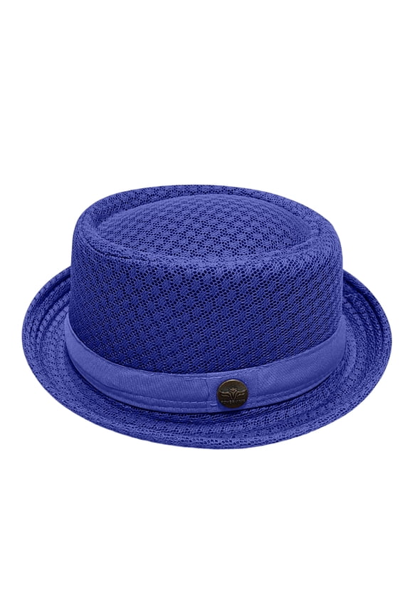 Unisex Breathable Mesh Pork Pie Hat, Summer Packable Beach Travel Cap for Outdoor, UPF50+ Sun Protection Crushable,Blue One Size