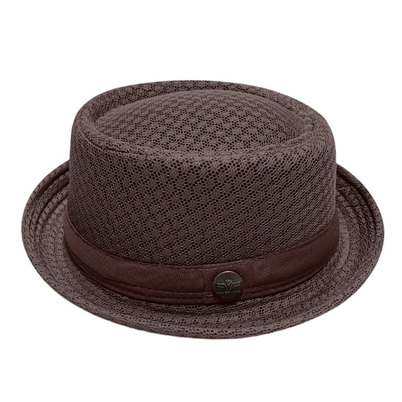 Satingcolo Unisex Breathable Mesh Pork Pie Hat, Summer Packable Beach Travel Cap for Outdoor, UPF50+ Sun Protection Crushable,Coffee One Size