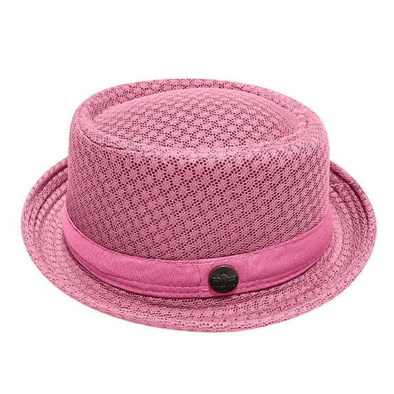 Satingcolo Unisex Breathable Mesh Pork Pie Hat, Summer Packable Beach Travel Cap for Outdoor, UPF50+ Sun Protection Crushable,Pink One Size