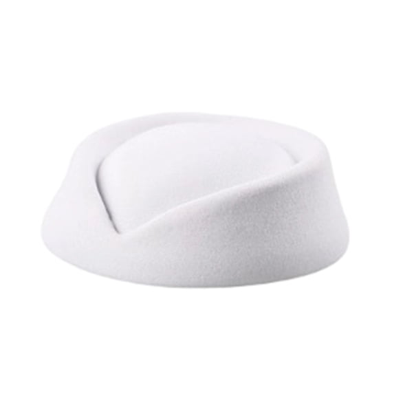 Satingcolo Women Elegant Pillbox Fascinator Hat, Vintage Air Hostess Cocktail Party Wedding Fashion Mini Hat,White One Size