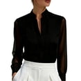 thumbnail image 1 of Satingcolo Women's Sheer Button Up Blouse Tops Dressy Business Casual Fall Mesh Long Sleeve Button Down Work Shirt Top, 1 of 6