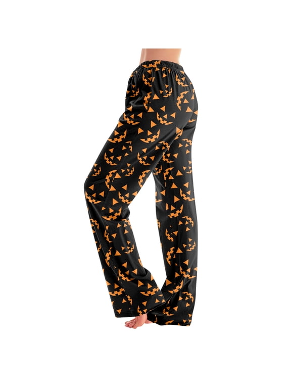 Womens Halloween Pajamas Pants Cute Pumpkins Ghost Pajama Soft Long Bottoms Women Pjs Pj Jammies