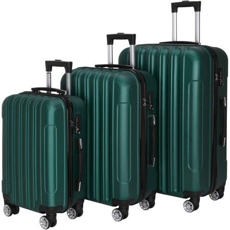 Satiny 3-in-1 Multifunctional Large Capacity Traveling Storage Suitcase, Luggage Set ABS Suitcase 3 Piece Set with TSA Lock Spinner Wheels 20"24"28", 3-in-1 Dark Green Luggage