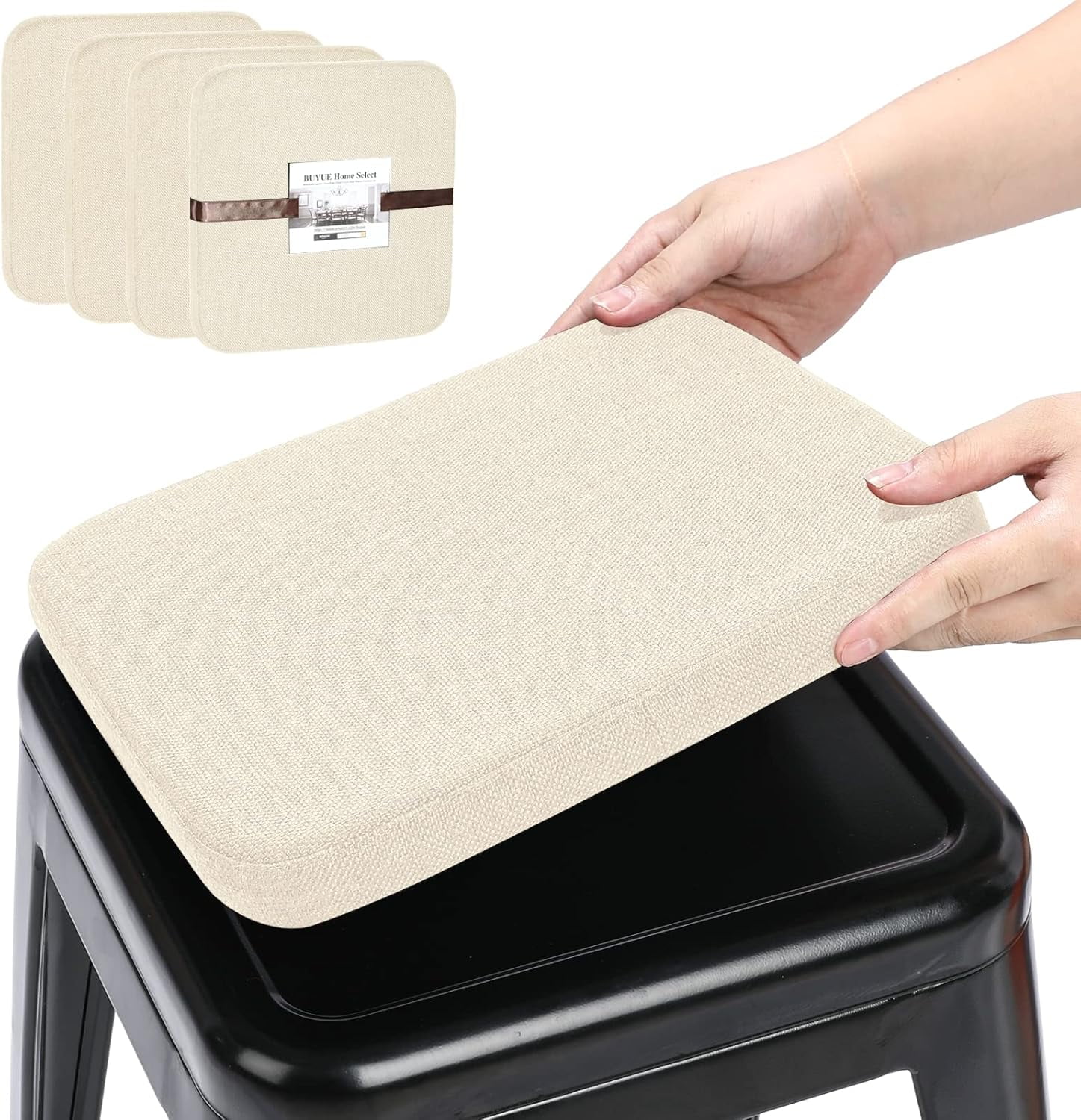 Satiny Natural Linen Magnetic Bar Stool Cushions Set of 4 Enhanced Anti Slip Breathable Small Chair Seat Pads for Cafe Bistro Stackable Metal Stools Square Beige 4 Counts Walmart