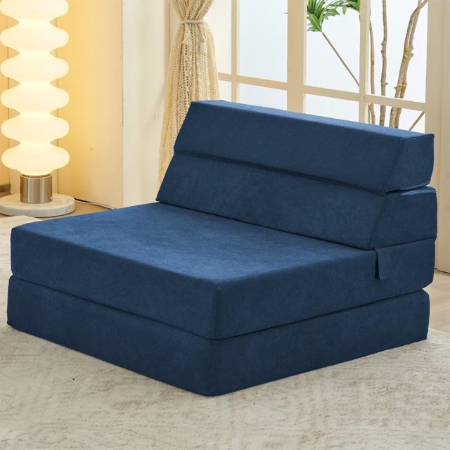 Satiny Sofa Bed Foldable Mattress Luxury Miss Fabric, Folding Sleeper