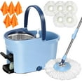 Satiny Spin Mop and Bucket with Wringer Set, Floor Cleaning System with