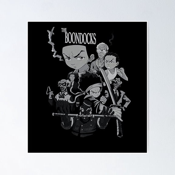 Satirical Animated Sitcom Group Portrait Silhouette Wall Art Retro Decor, Unframed Poster