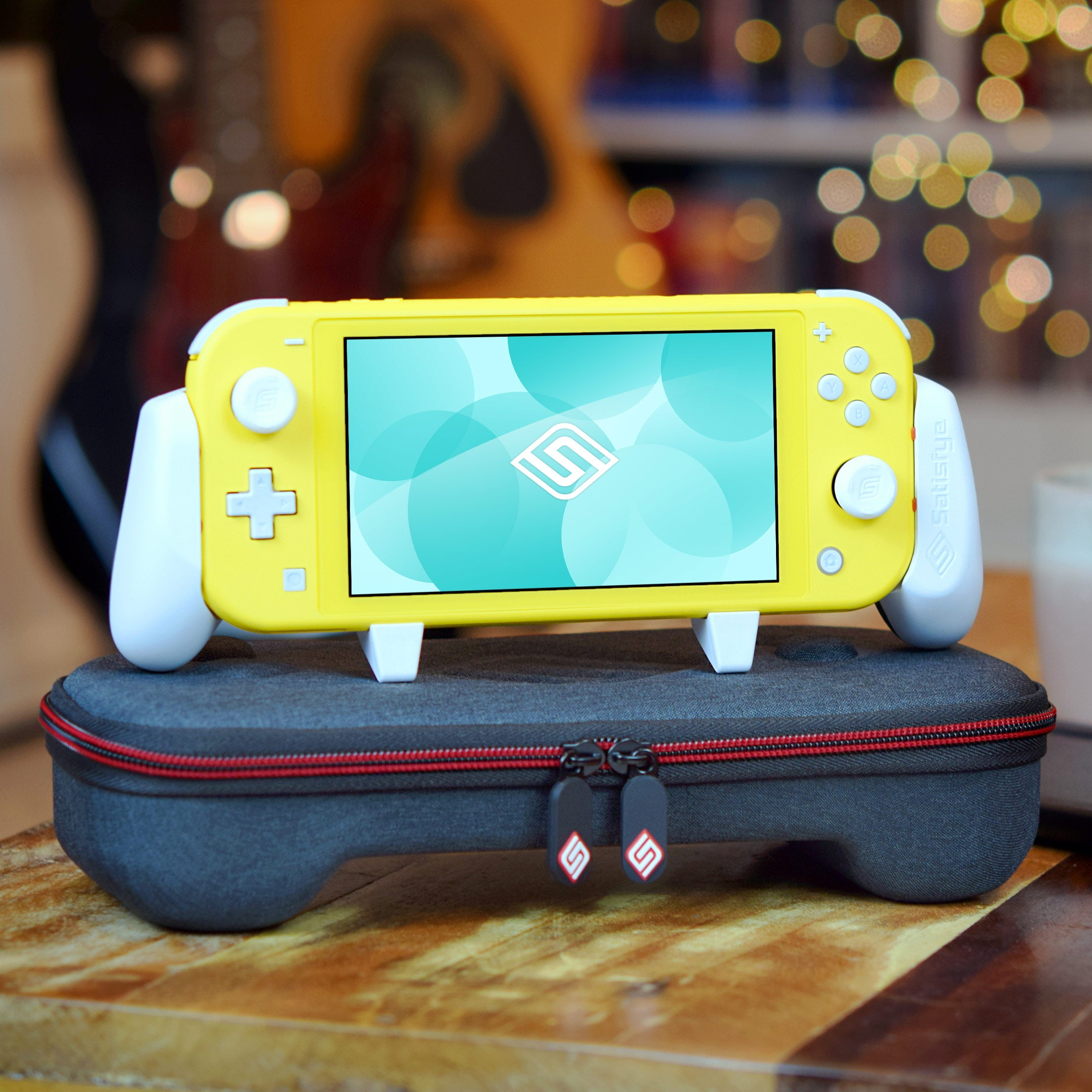Satisfye - ZenGrip Go Slim Bundle (Lite), Gray - Accessories Compatible with Nintendo Switch Lite - Bundle includes: Grip Lite, Slim Case. BONUS: 2 Thumbsticks