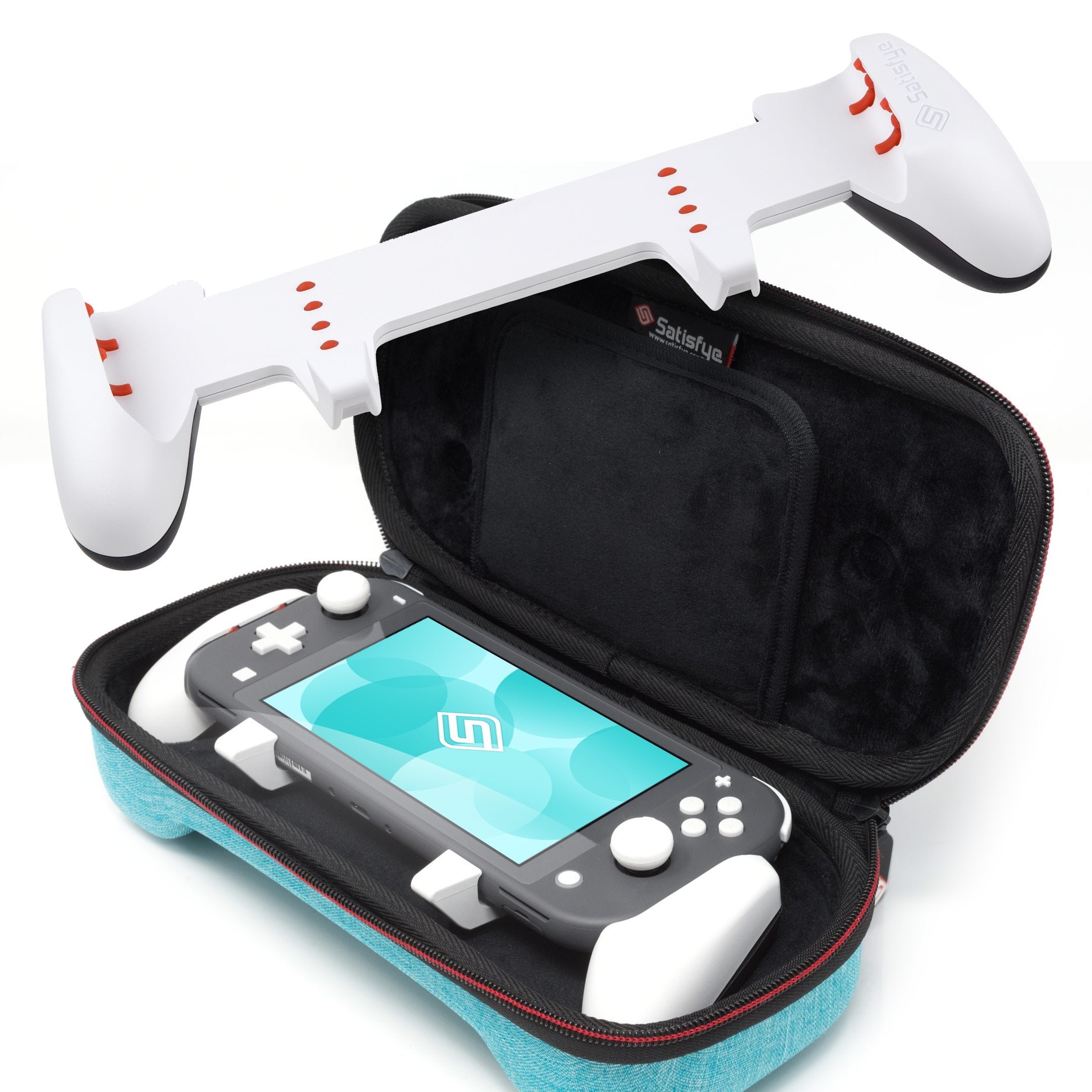Satisfye - ZenGrip Go Slim Bundle (Lite), Accessories Compatible with Nintendo Switch Lite - Bundle includes: Grip Lite, Slim Case. BONUS: 2 Thumbsticks (Turquoise)