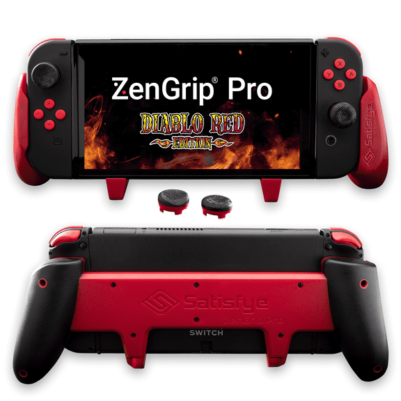 Satisfye - ZenGrip Pro Gen 3 OLED, a Switch Grip Compatible with Nintendo Switch - Comfortable & Ergonomic Grip, Joy Con & Switch Control. #1 Switch Accessories Designed for Gamers (Red)