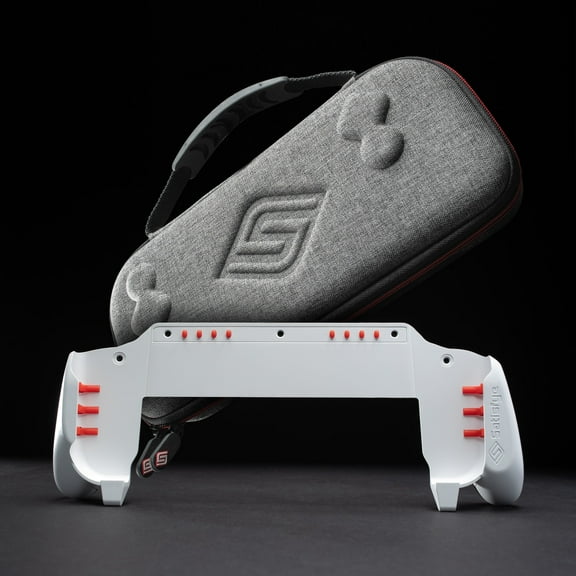 Satisfye - ZenGrip Ronin White Slim Bundle, Accessories Compatible with Nintendo Switch & OLED - The Bundle includes: White ZenGrip and Grey ZenCase Slim (WHITE)