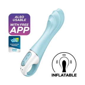 Satisfyer Air Pump Vibrator 5+ Inflatable Shaft and App Control - G-Spot Stimulation, Vibrating Dildo, Adult Sex Toy for Women - Compatible with Satisfyer App, Waterproof, Rechargeable
