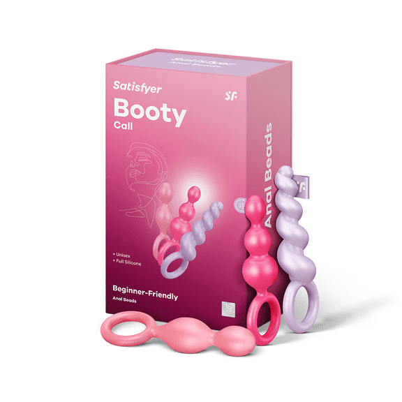 Satisfyer Booty Call Anal Plugs 3 Piece Set - Butt Plug, Anal Dildo, 3 Different Structures, Soft Silicone, Increasing Diameter, Retaining Ring - Ideal for Beginners and Anal Training (Pink/Purple)