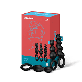 Satisfyer Booty Call Anal Plugs 3 Piece Set - Butt Plug, Anal Dildo, 3 Different Structures, Soft Silicone, Increasing Diameter, Retaining Ring - Ideal for Beginners and Anal Training (Black)