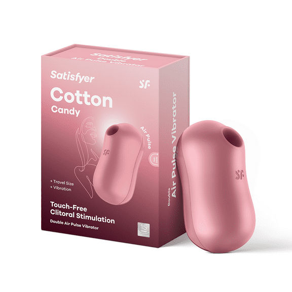 Satisfyer Cotton Candy Air-Pulse Vibrator with Clitoral Stimulation - Clit Sucking Dildo + Vibration - Adult Sex Toy, Female Pleasure Device, Waterproof, Rechargeable (Pink)