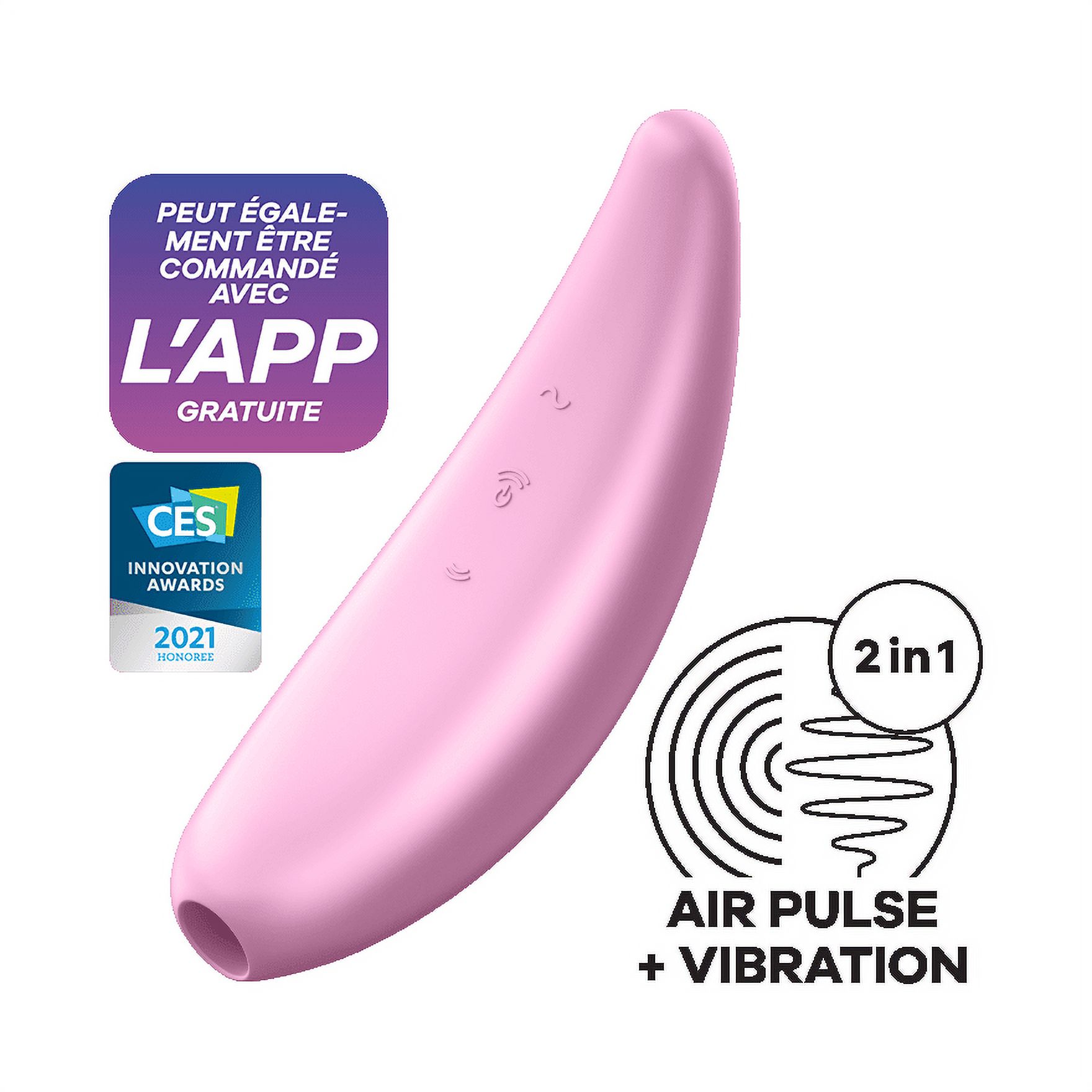 Satisfyer Curvy 3+ Air-Pulse Clitoris Stimulating Vibrator with App Control - Clitoral Sucking Pressure-Wave Technology & Vibration, Compatible with Satisfyer App, Waterproof, Rechargeable (Pink) - image 1 of 7