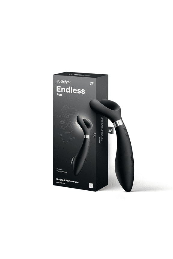 Endless Fun Couple's Vibrator - Multivibrator, Clitoral and G-Spot Stimulation, Partner Toy, Soft Silicone, Rotatable Head, Waterproof, Rechargeable - 29+ Use Applications (Black)